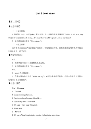 Unit 5 Look at me!_教案2