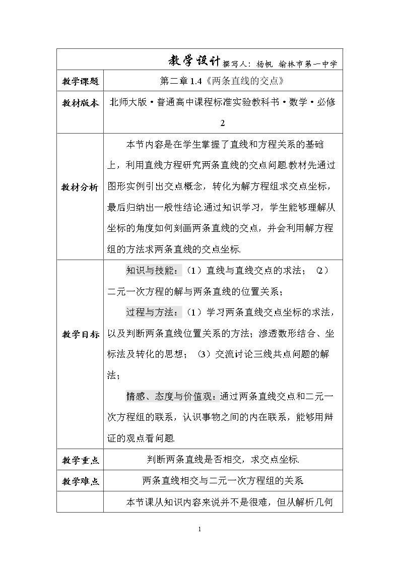 1.4两条直线的交点