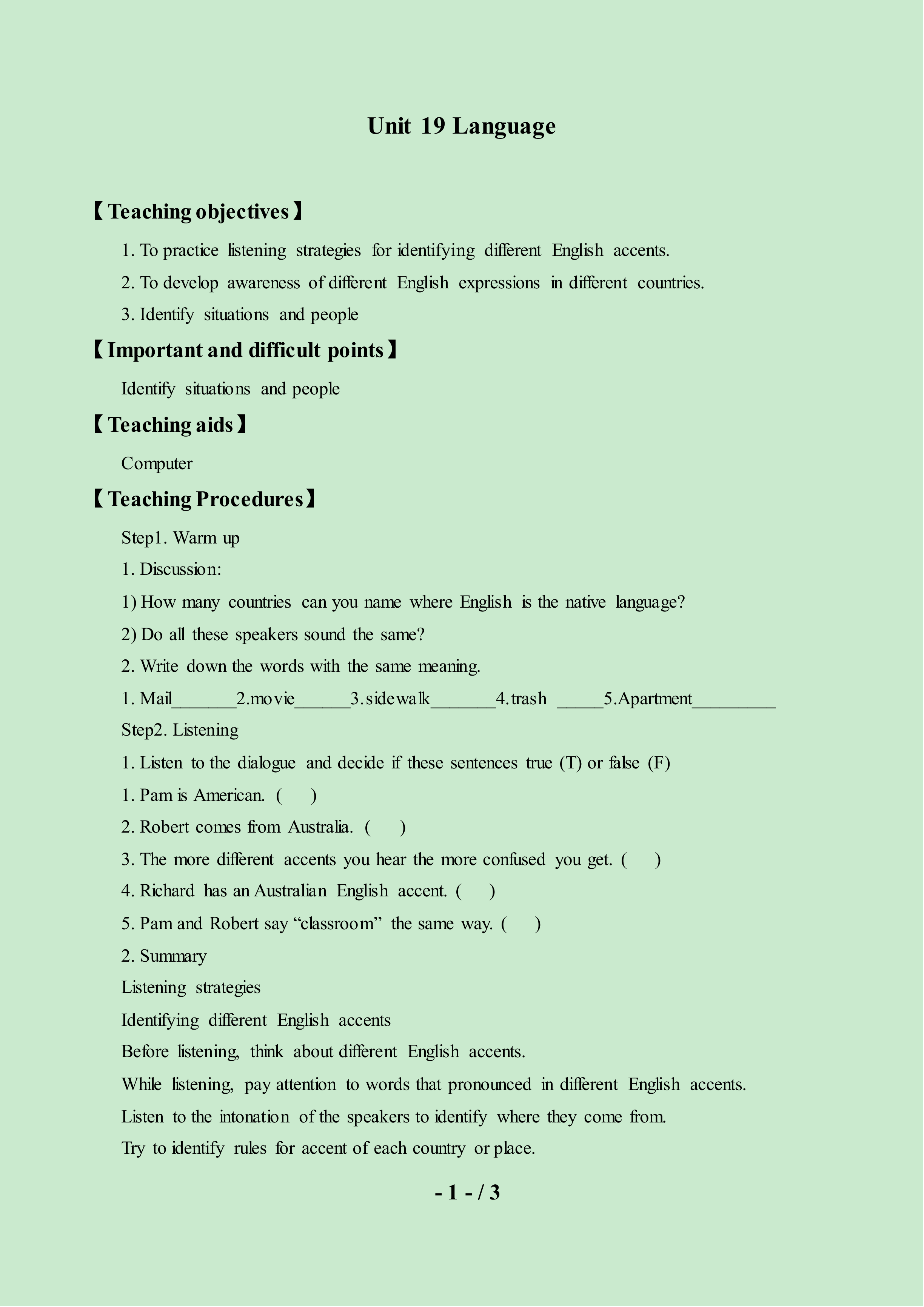 Lesson 2 Varieties of English_教案1