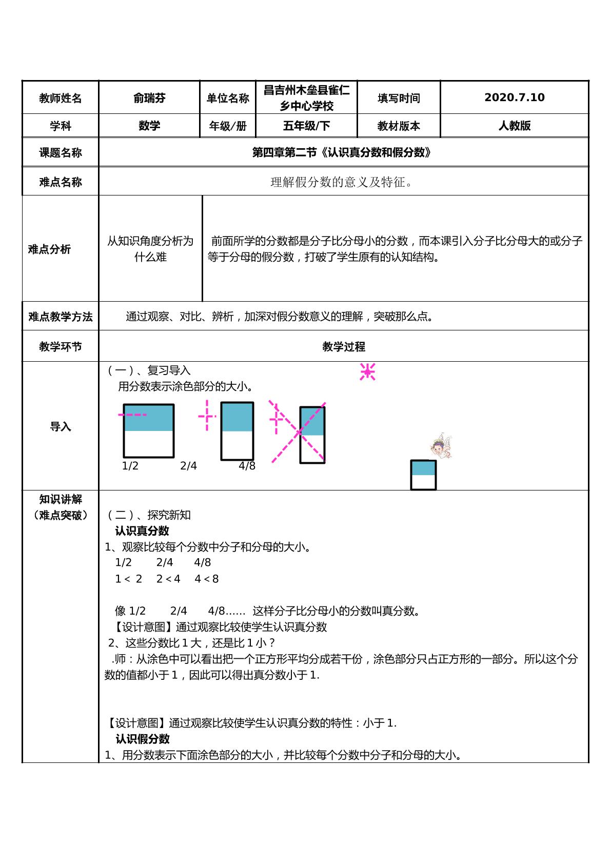 认识真分数和假分数