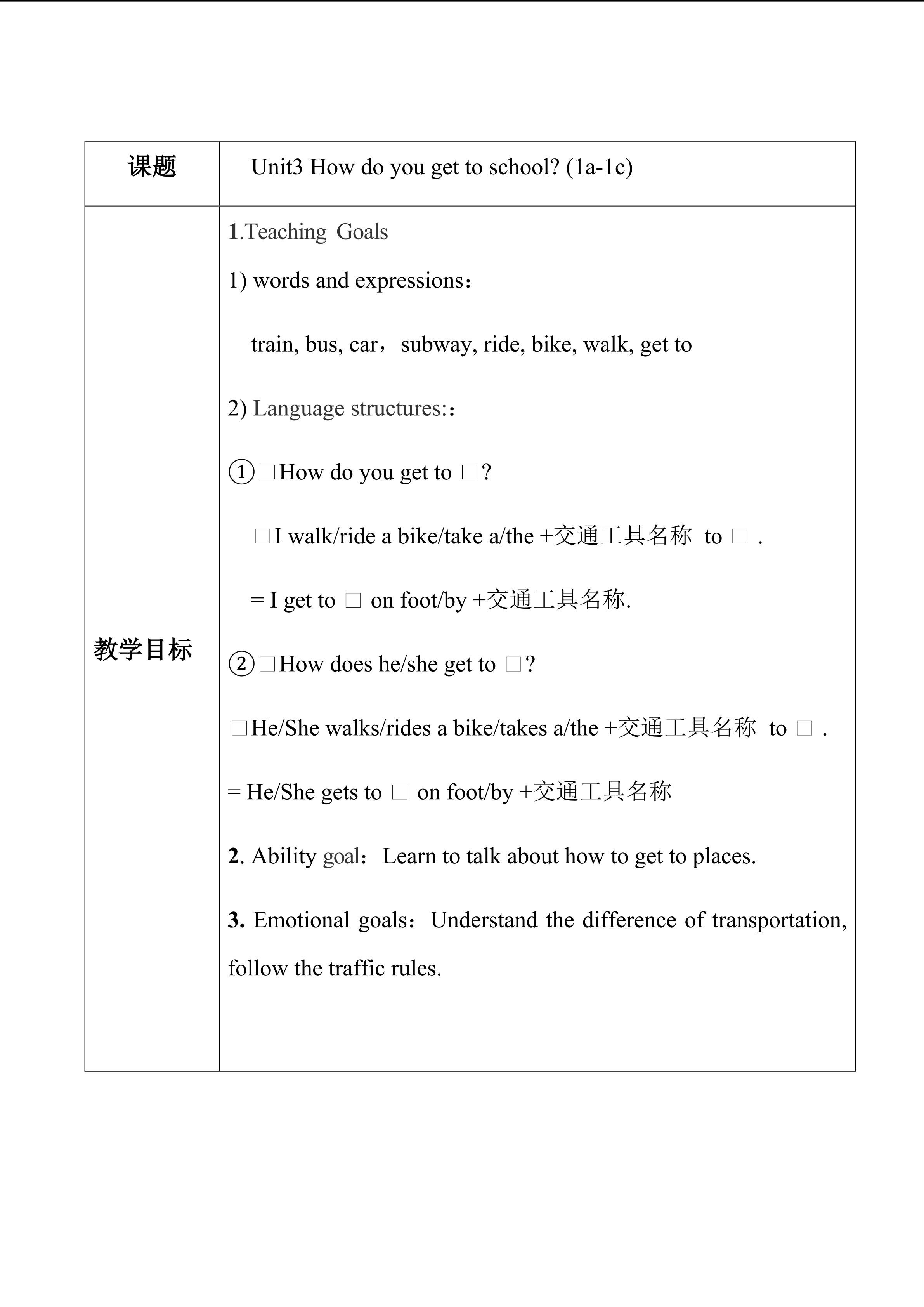 Unit 3 Section A (1a~1c)