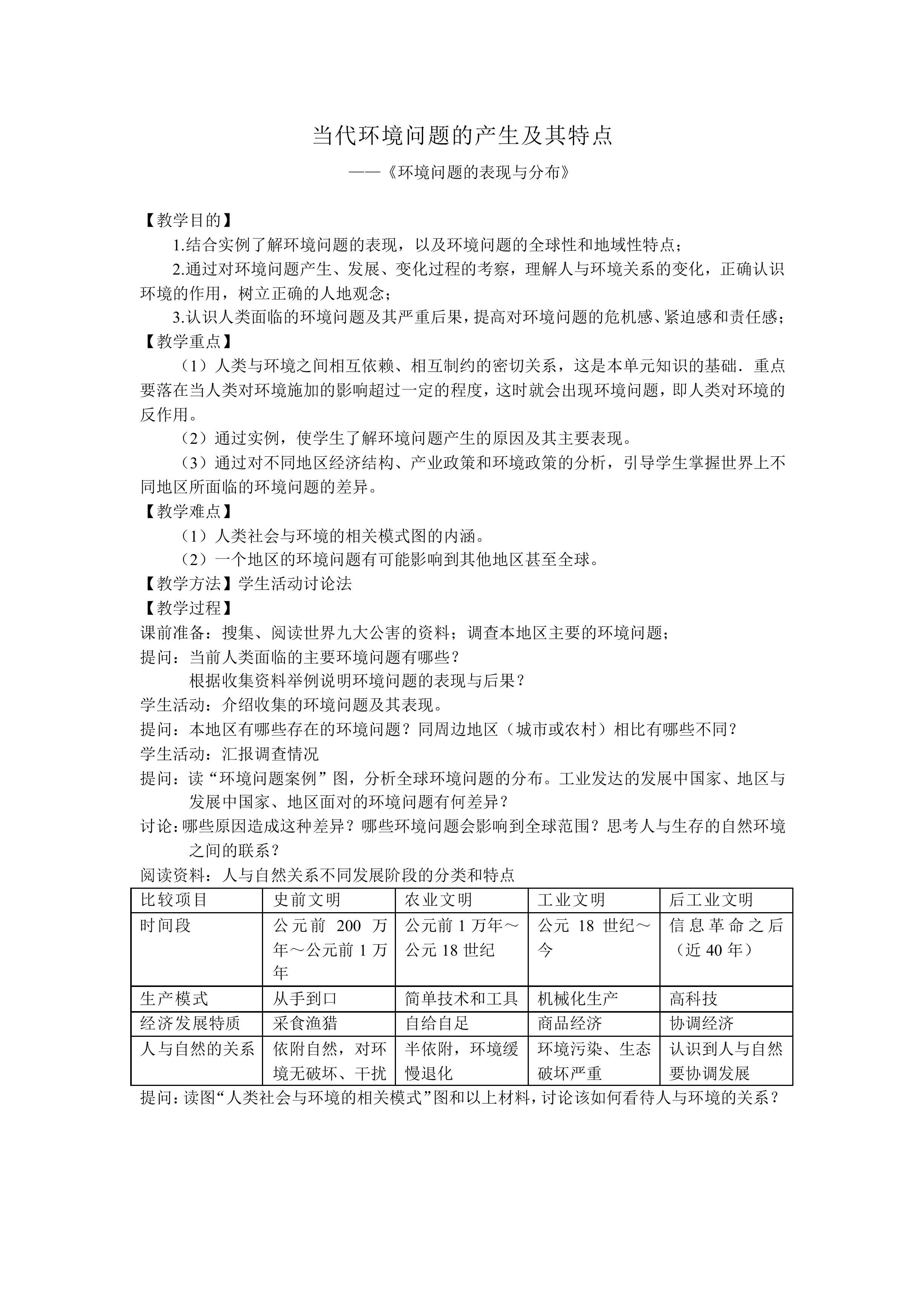 当代环境问题的产生及其特点_教案3