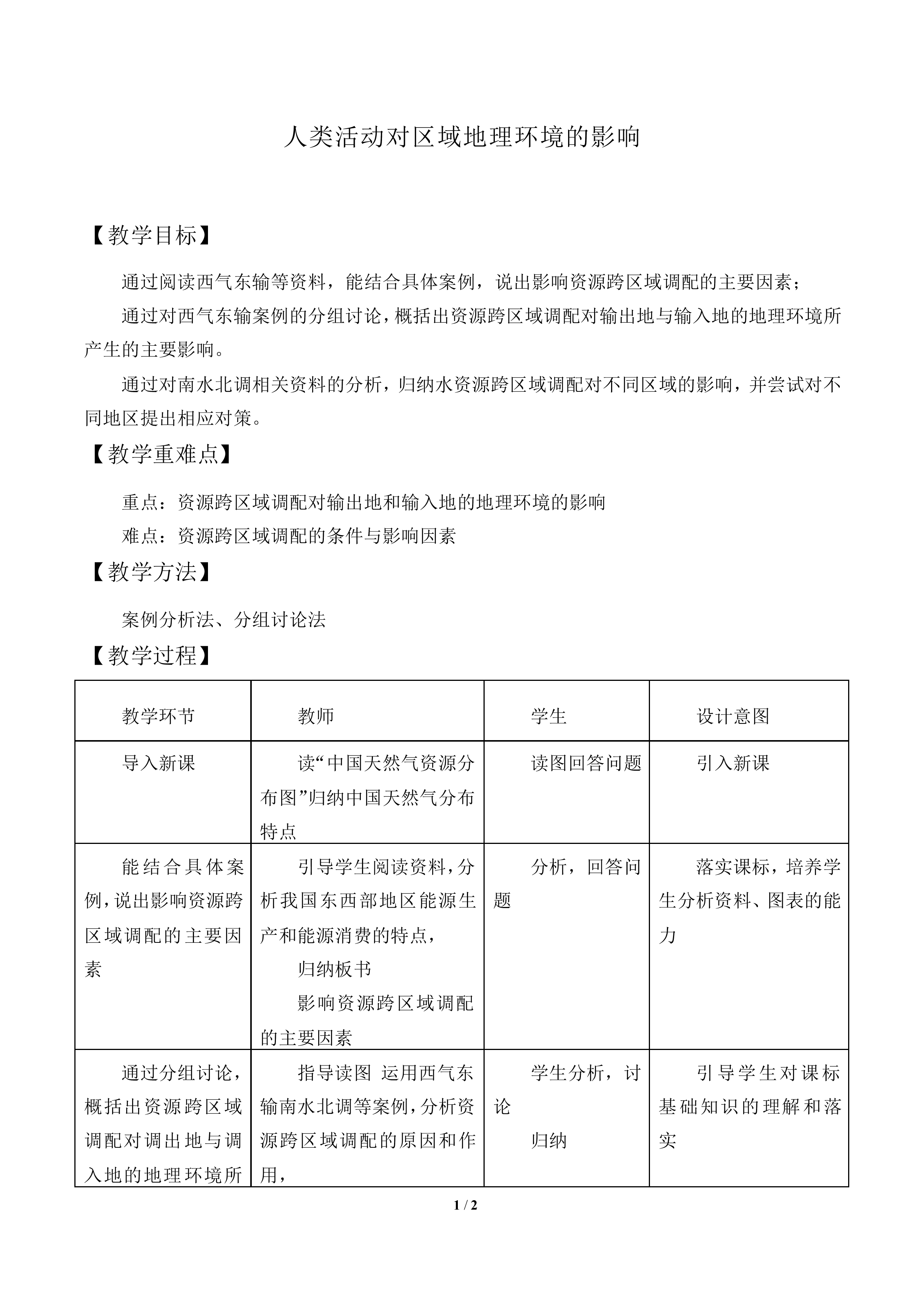 人类活动对区域地理环境的影响_教案1