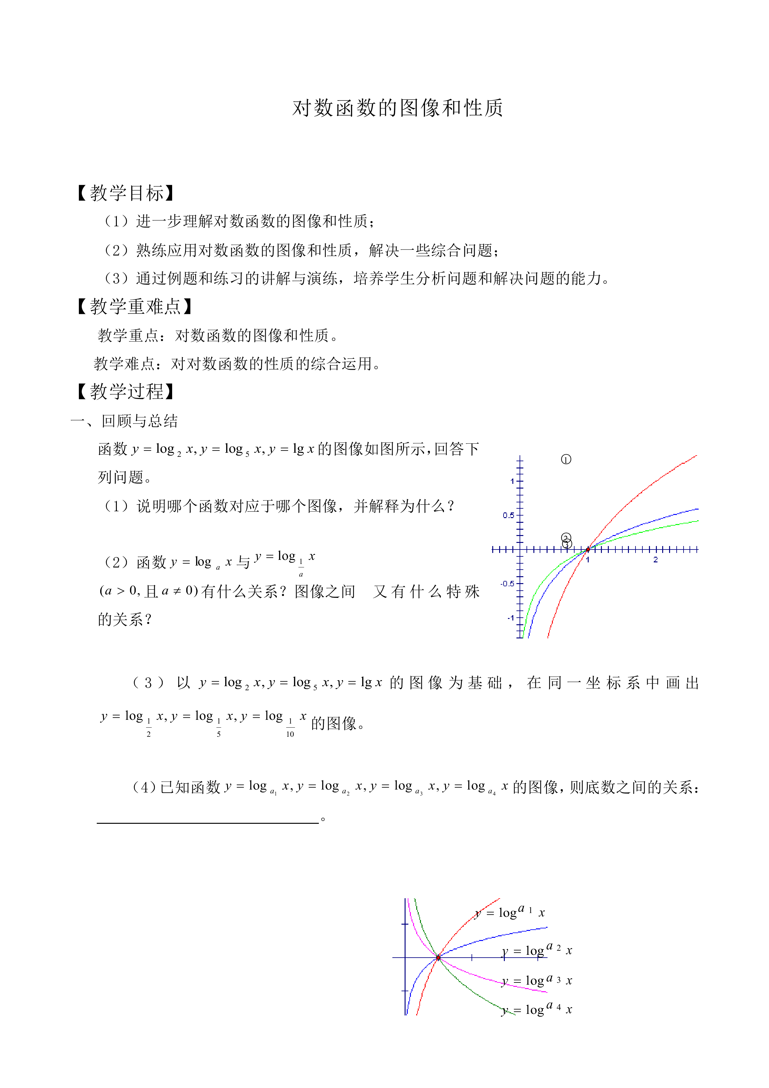 对数函数的图像和性质_教案7