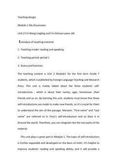 Unit 2 I'm Wang Lingling and I'm thirteen years old.