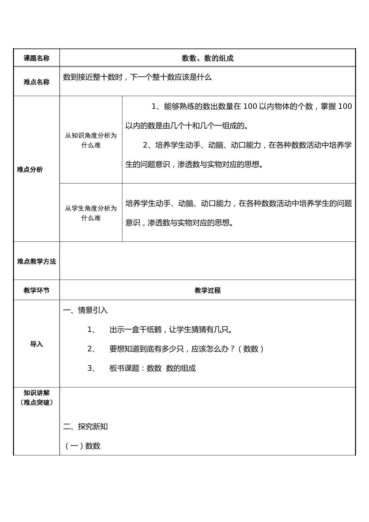 数数、数的组成
