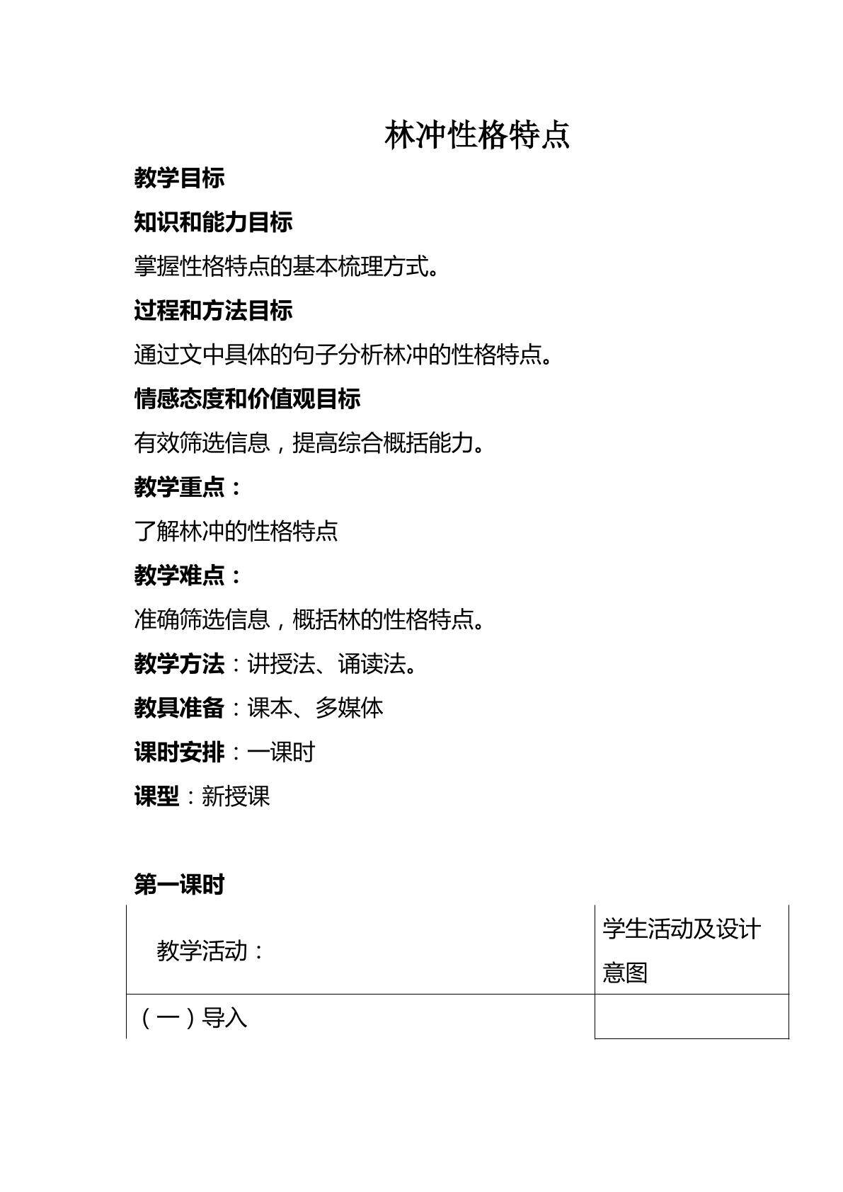 分析林冲的性格特点