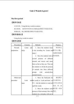 Unit 2 Watch it grow!_教案1