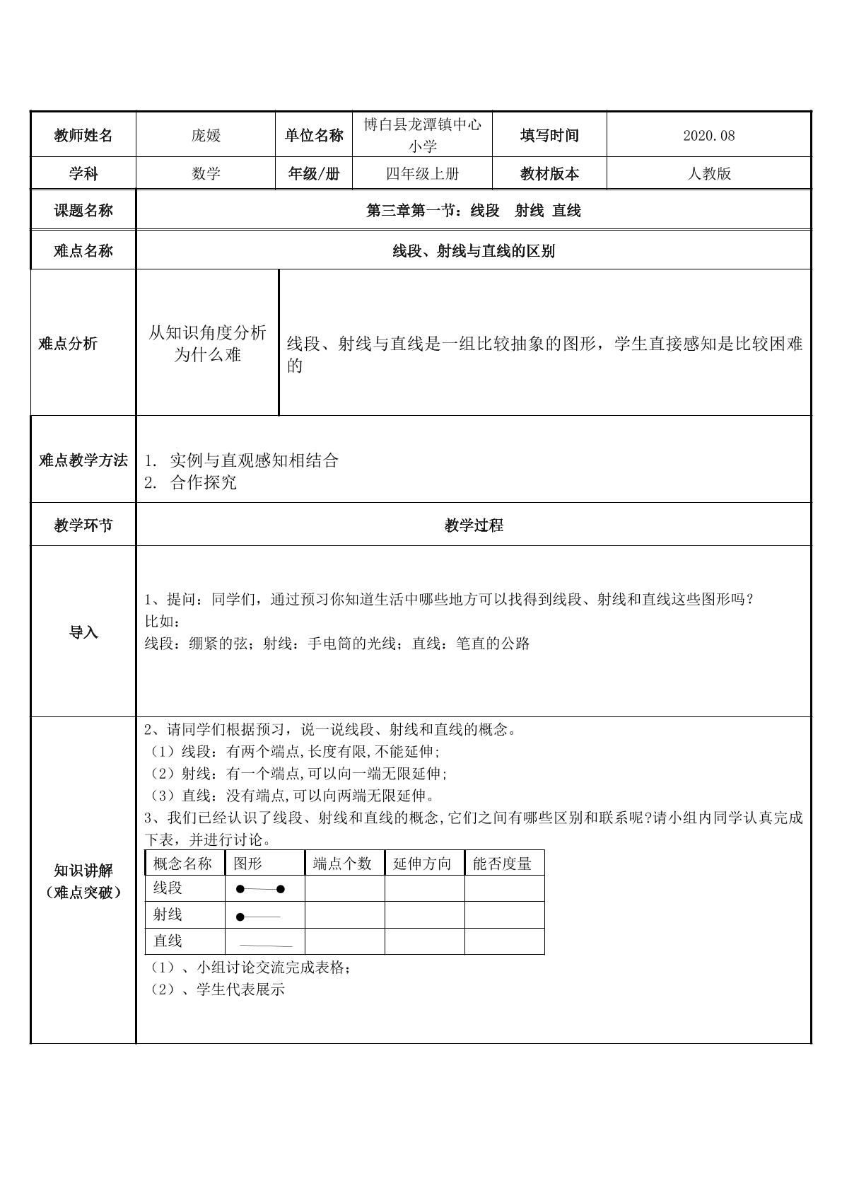 线段  射线  直线
