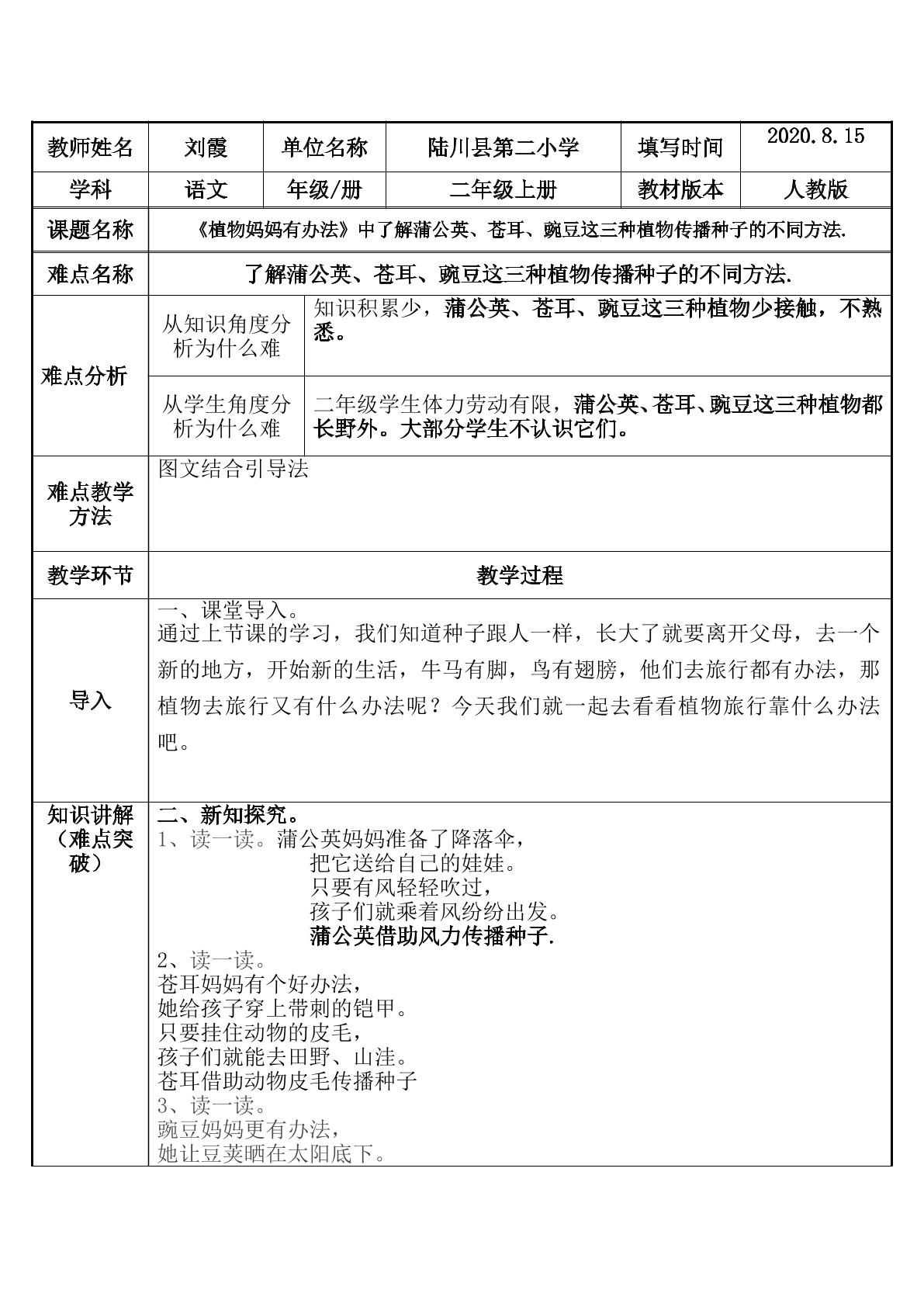 植物妈妈有办法中了解蒲公英、苍耳、豌豆这三种植物传播种子的不同方法.