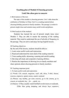 Teaching plan of Module 8 Unit 2