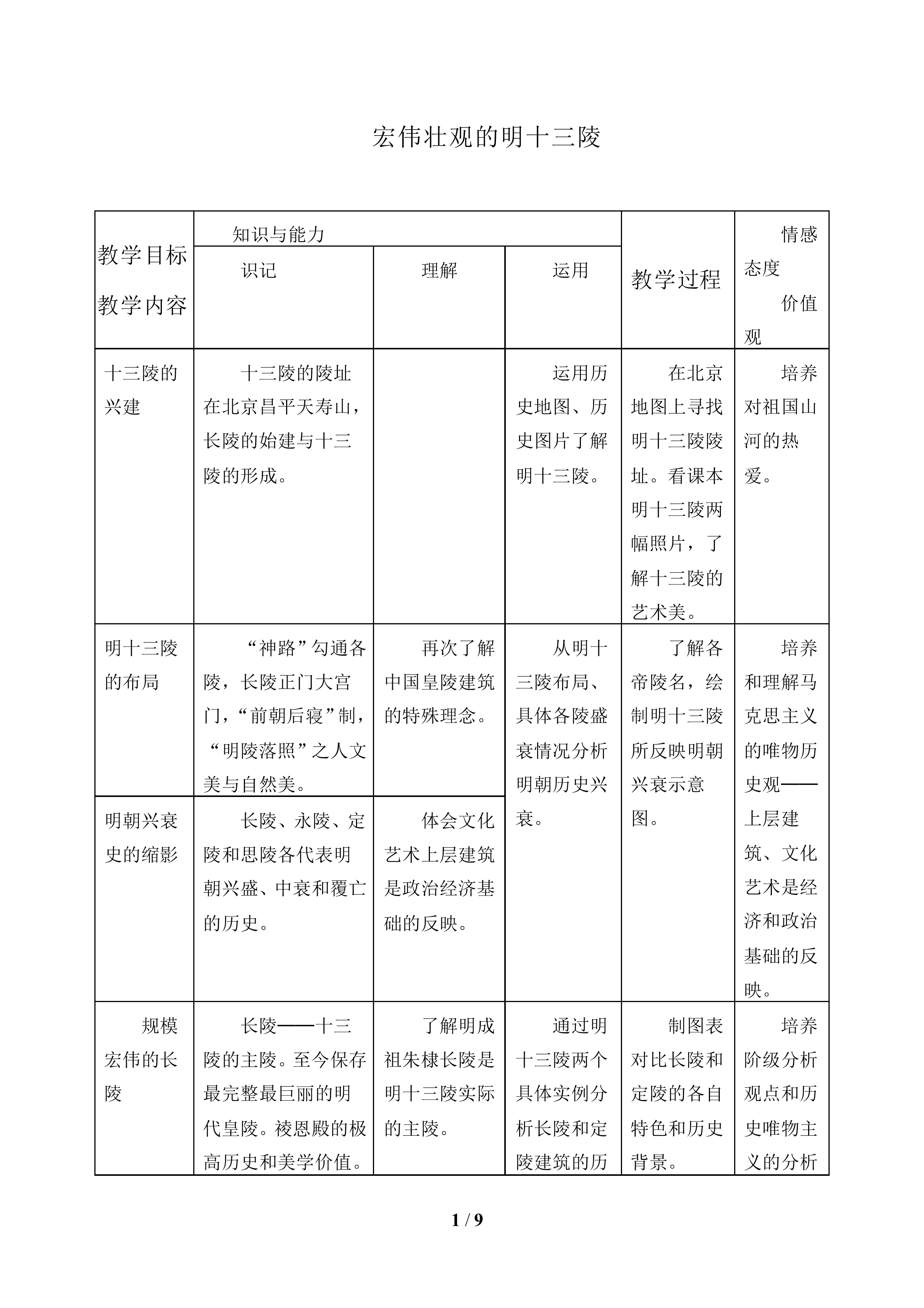 宏伟壮观的明十三陵_教案1