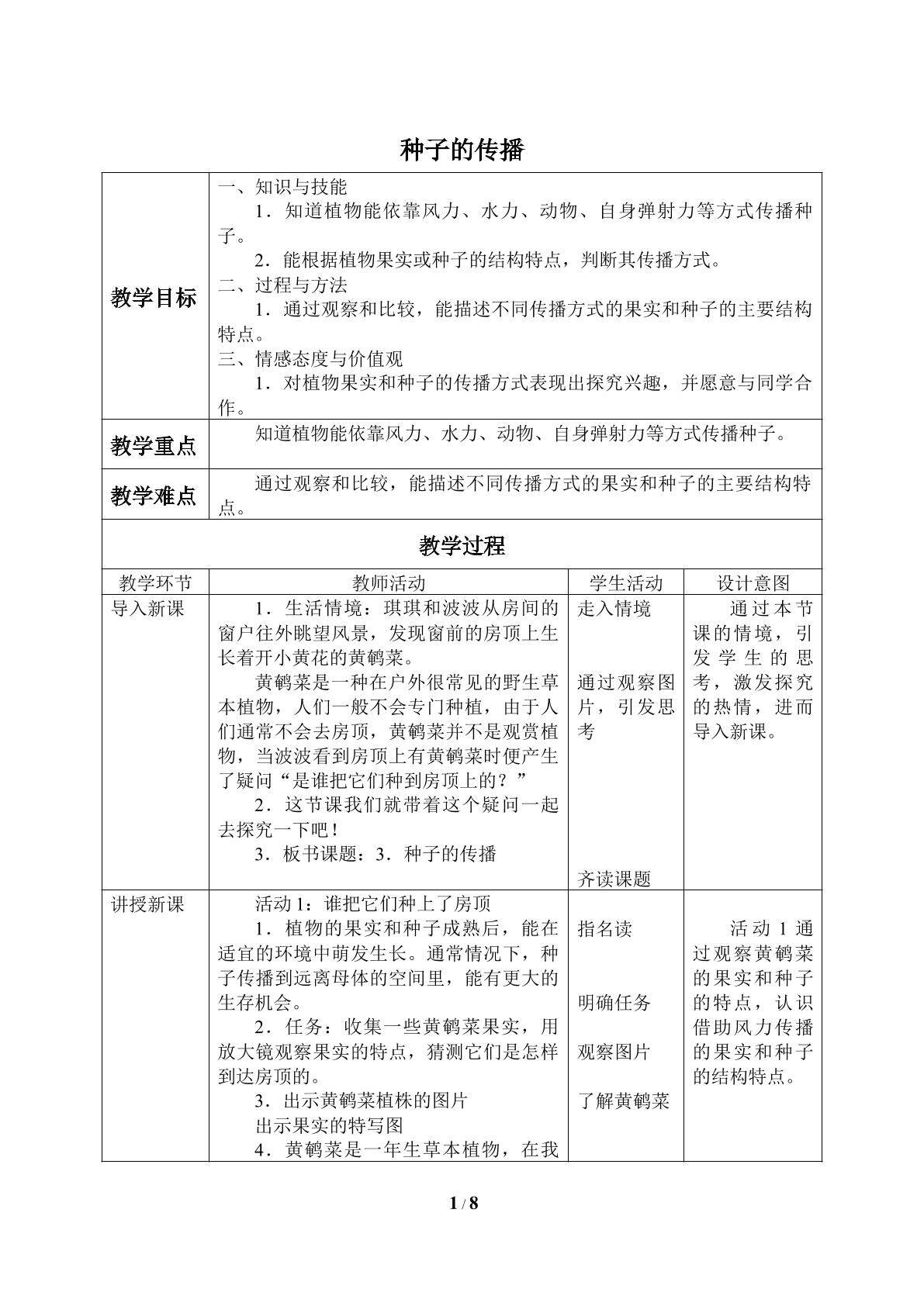 种子的传播