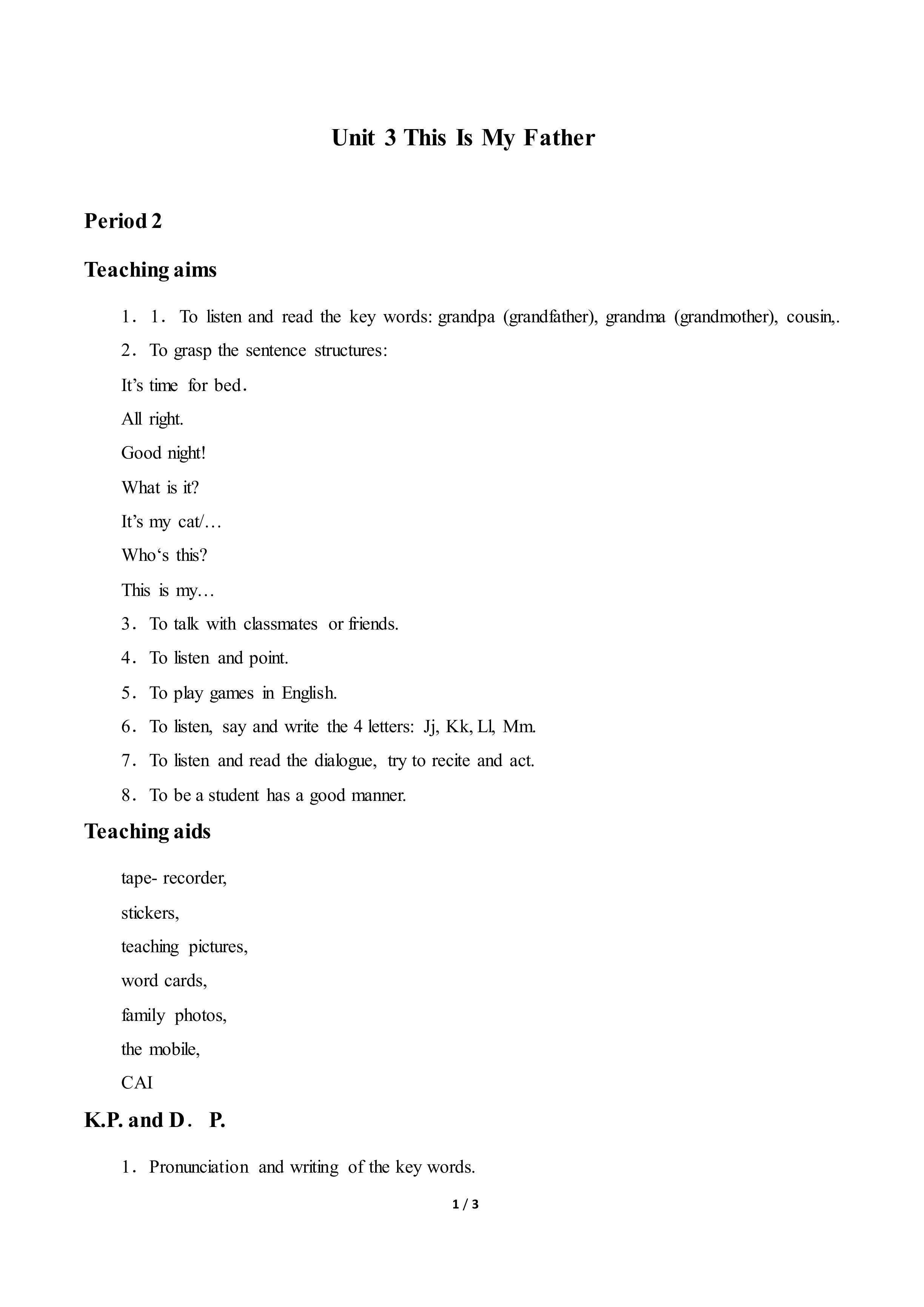 Unit 3  This Is My Father_教案2