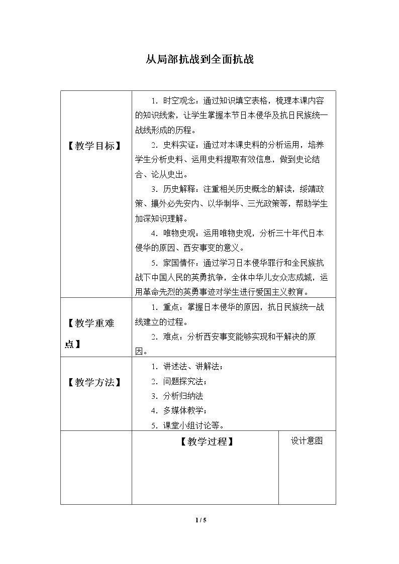 从局部抗战到全面抗战