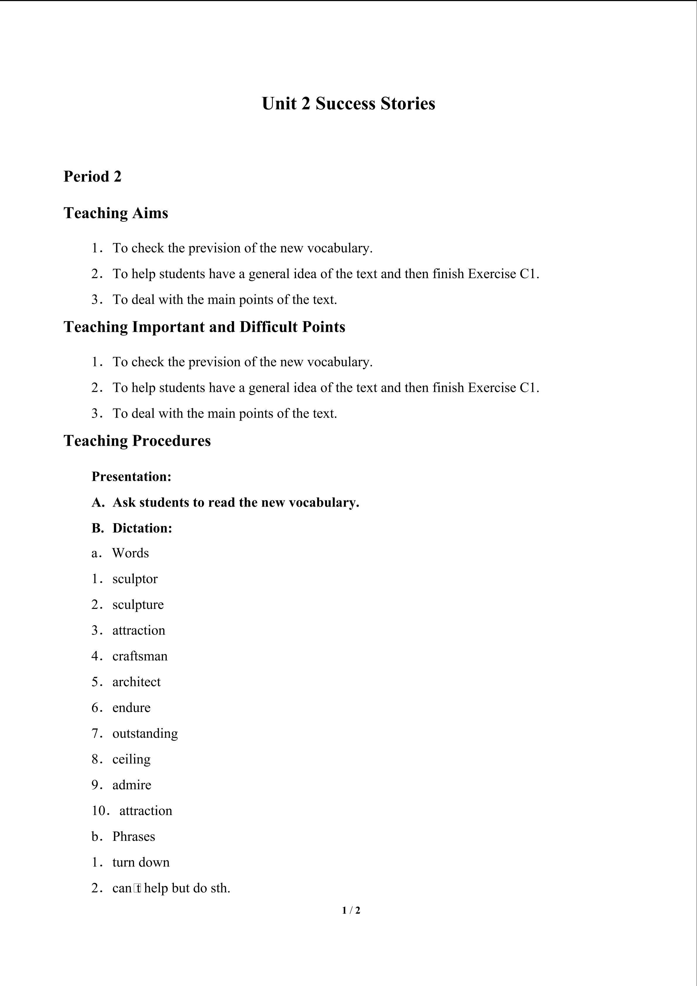 Unit 2 Success Stories_教案5