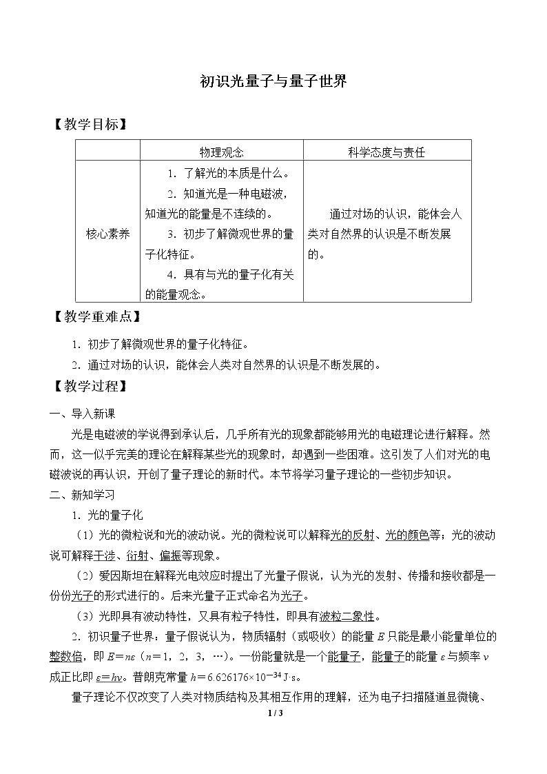 初识光量子与量子世界