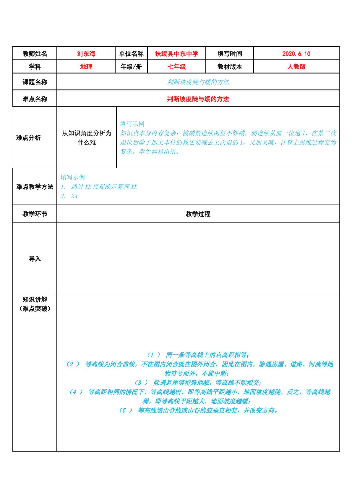 判断坡度陡与缓的方法