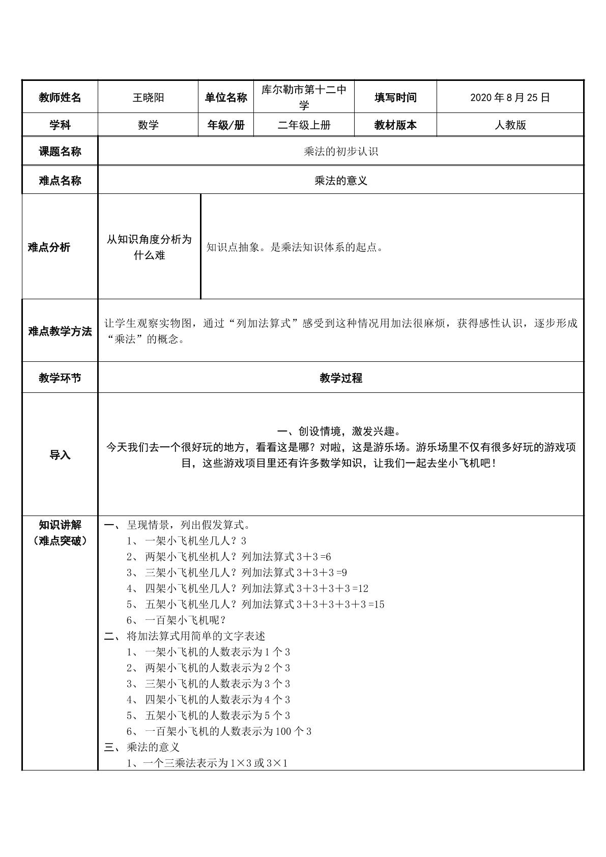 乘法的初步认识