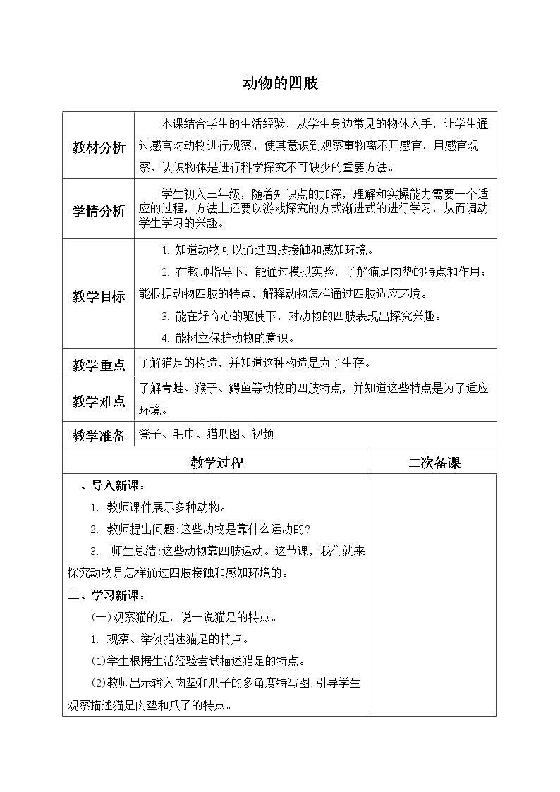 动物的四肢