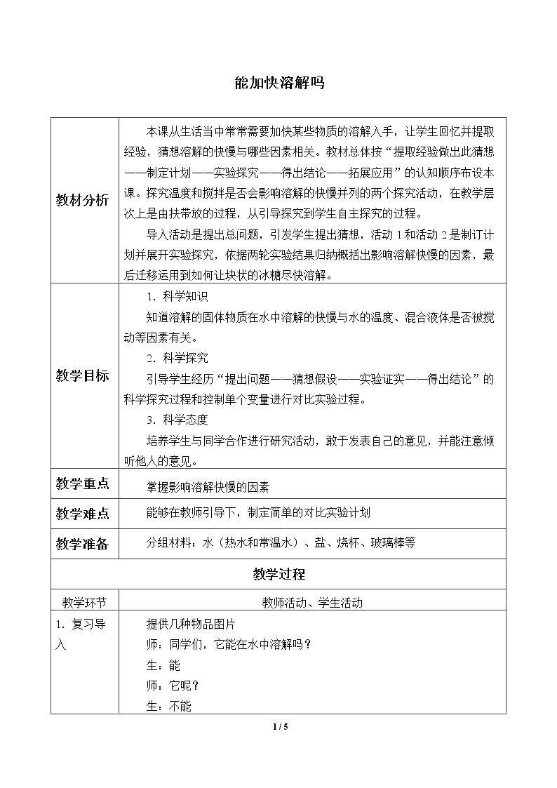 能加快溶解吗