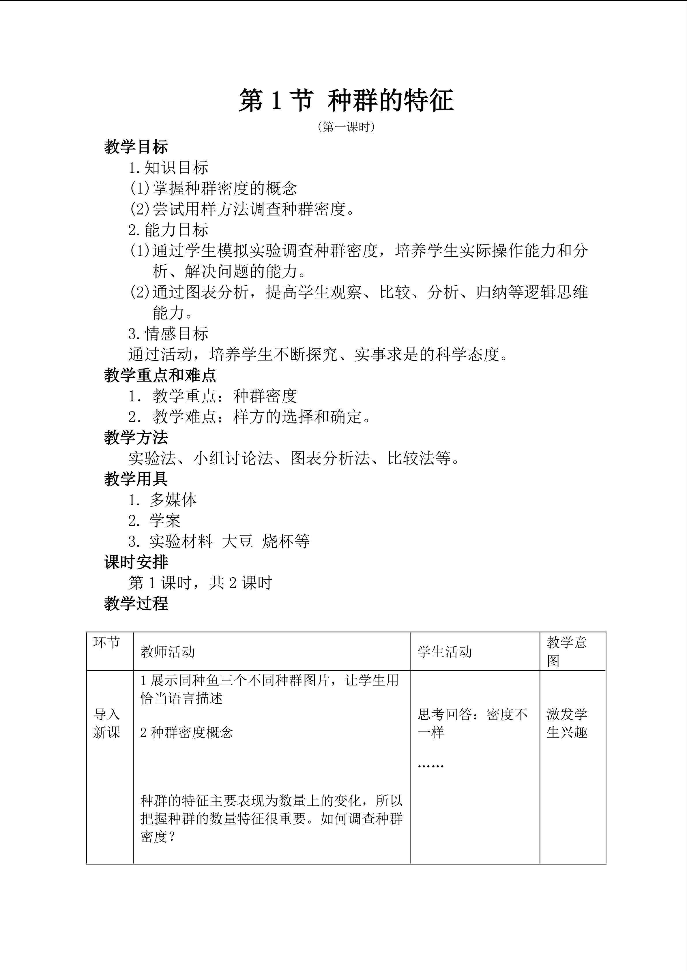 种群的特征
