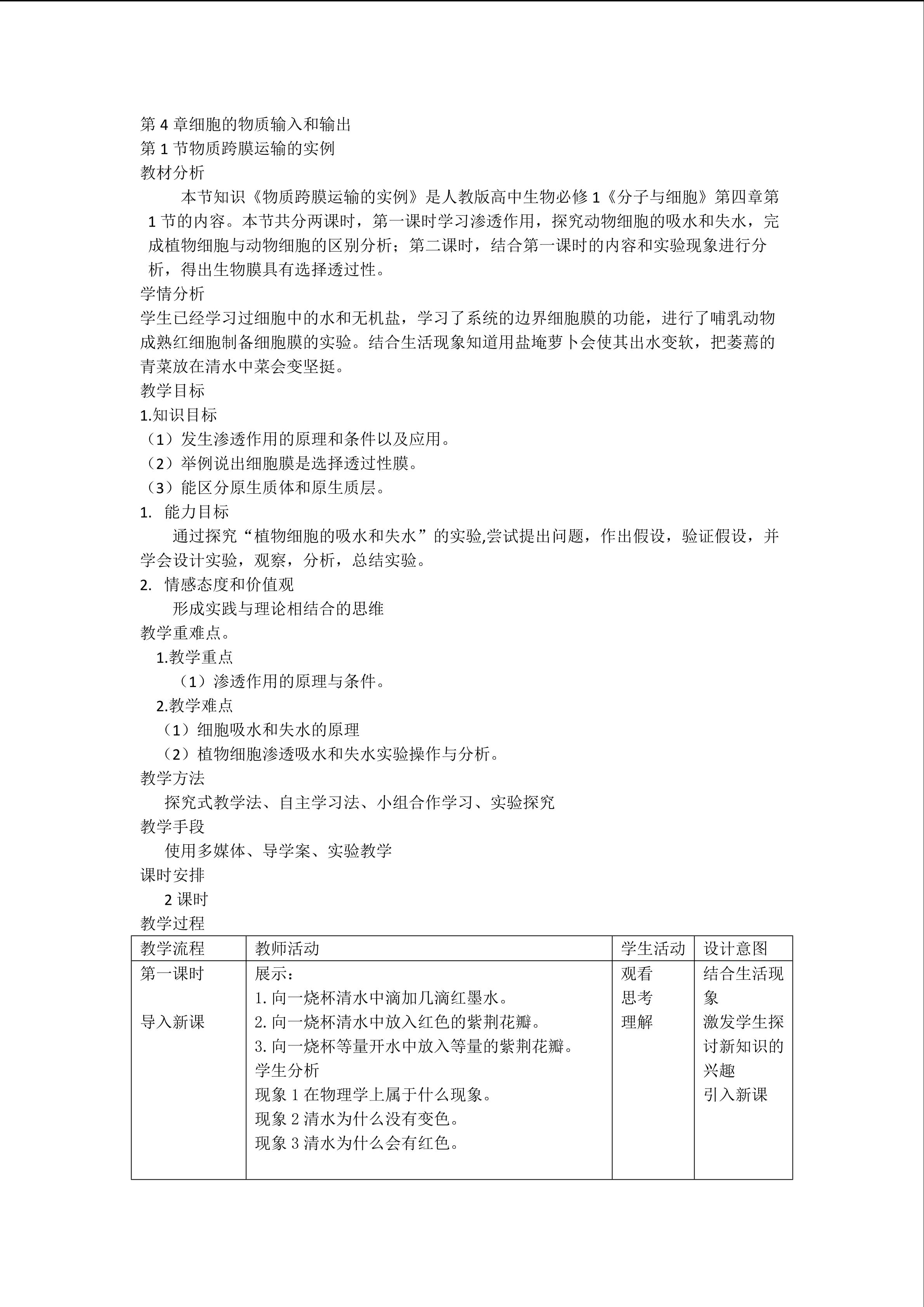 物质跨膜运输的实例