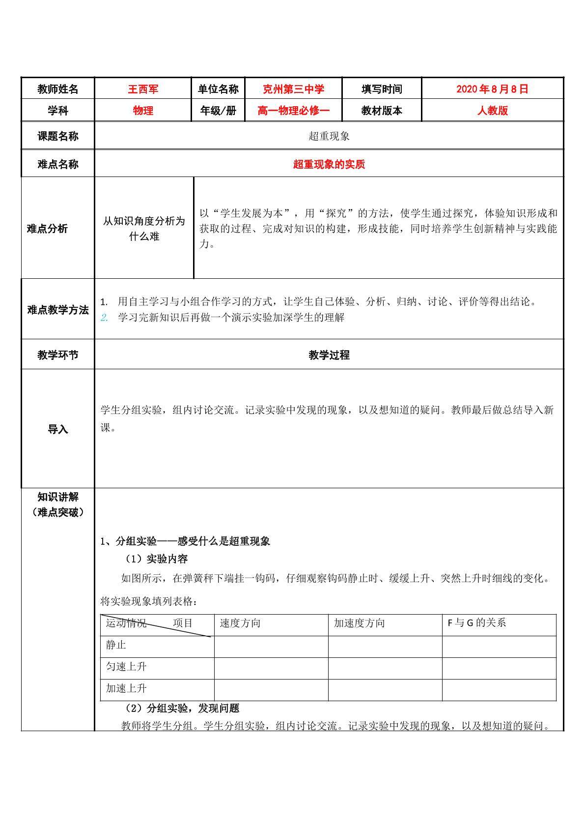 超重现象