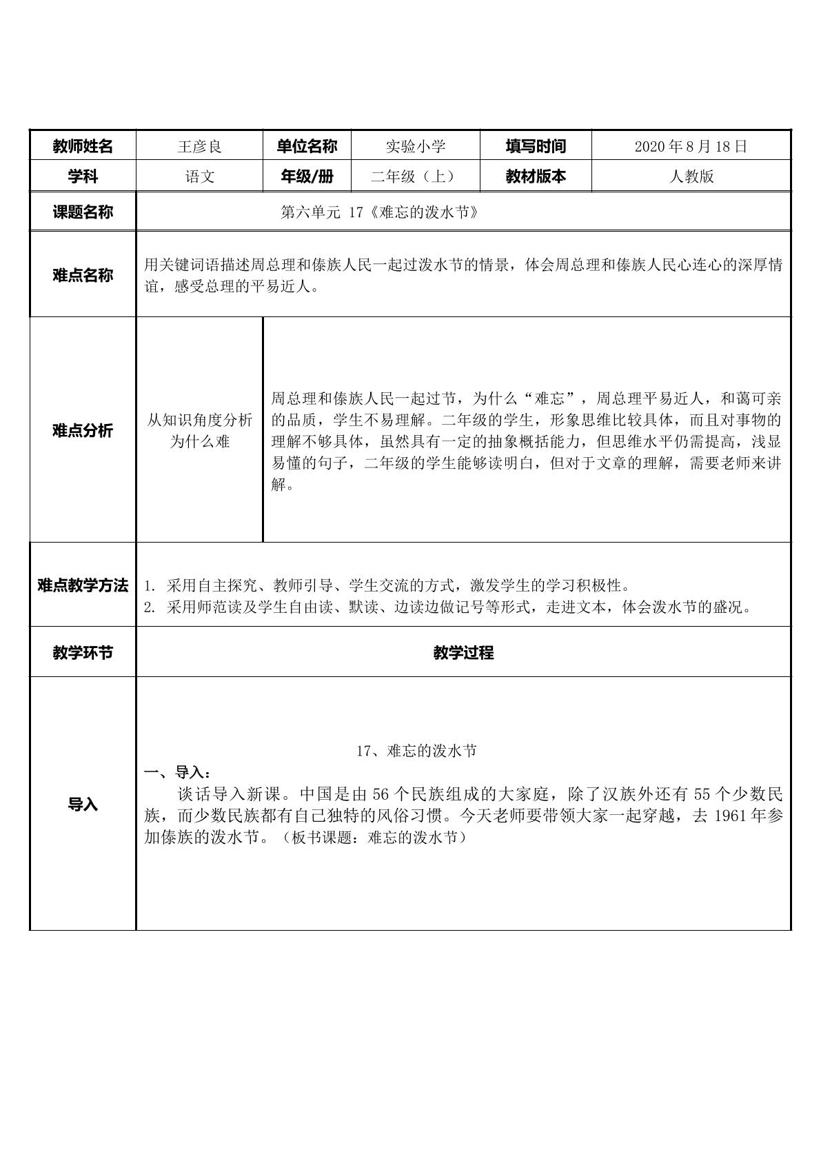 难忘的泼水节