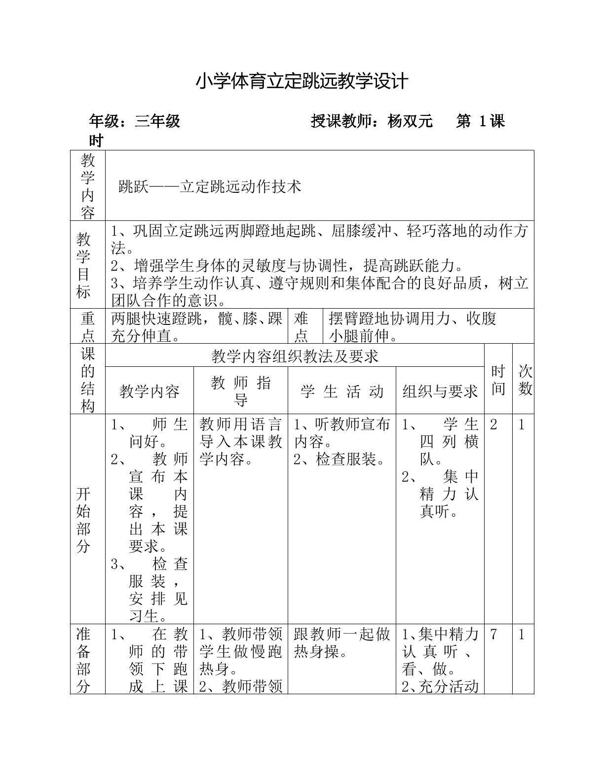 立定跳远动作技术