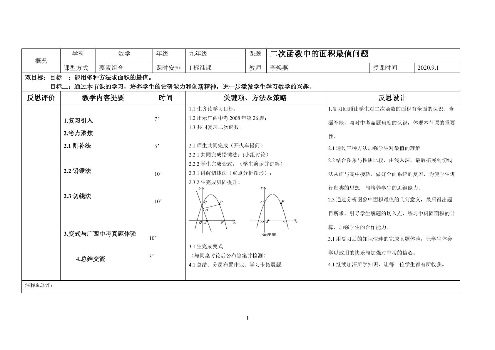 二次函数的面积最值问题