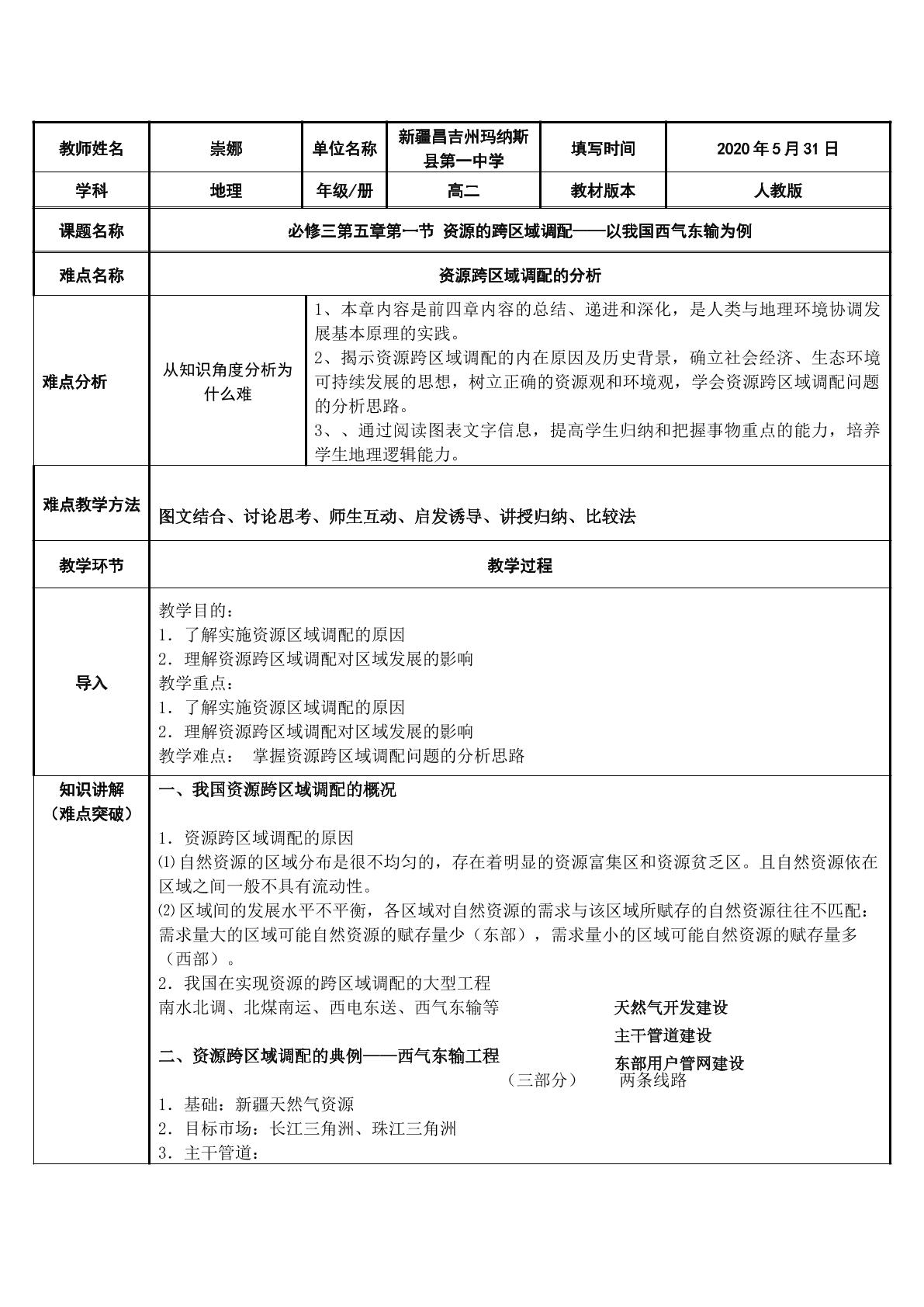 资源的跨区域调配——以我国西气东输为例