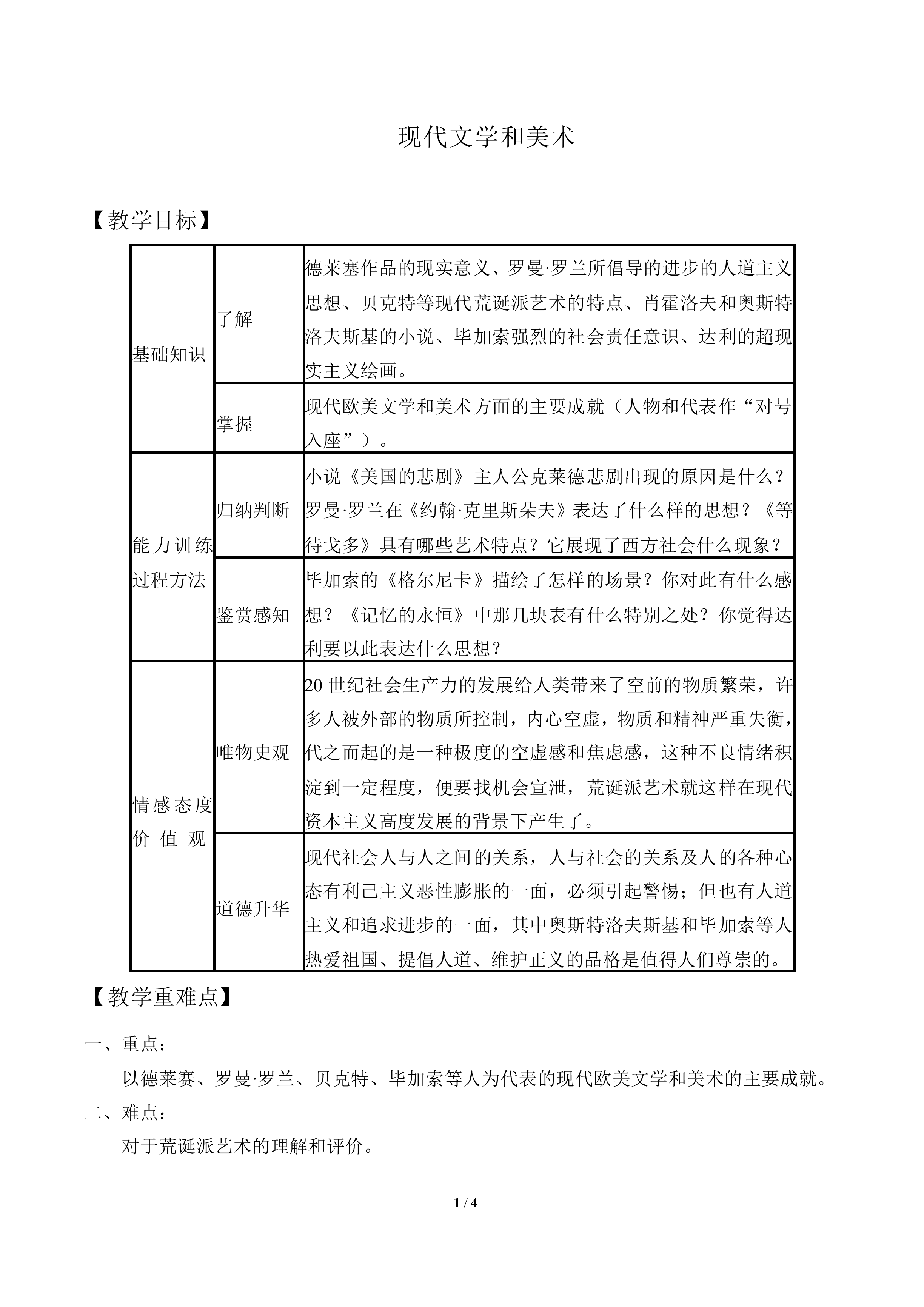 现代文学和美术_教案2