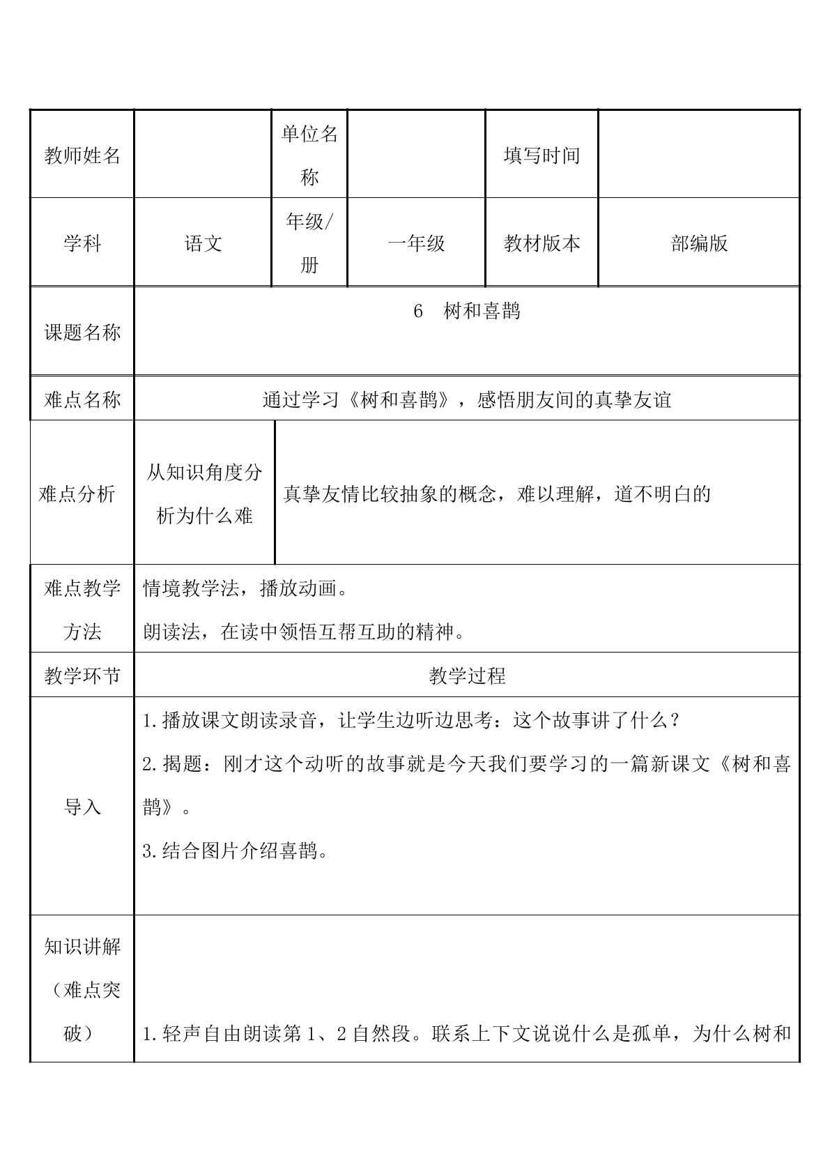 树和喜鹊