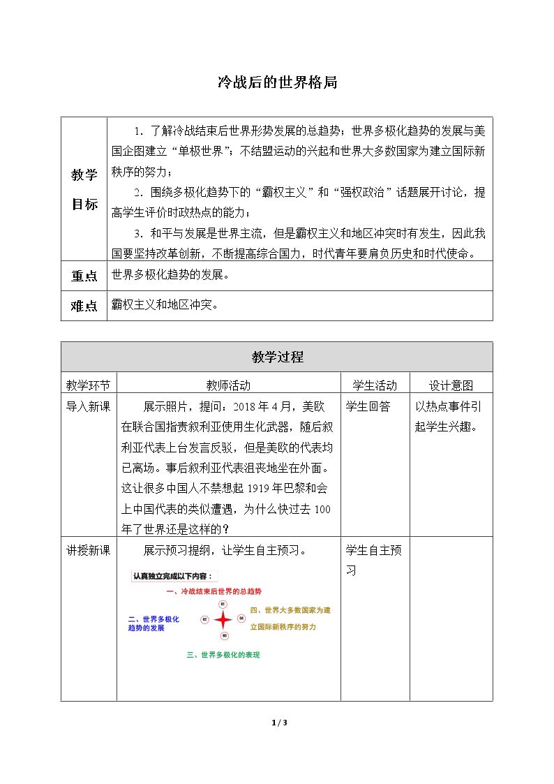 冷战后的世界格局