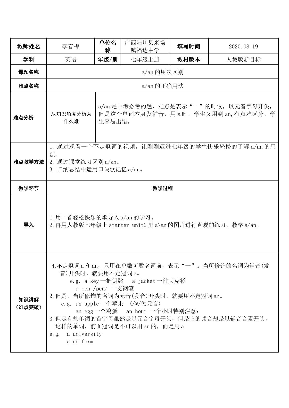 a/an的用法区别