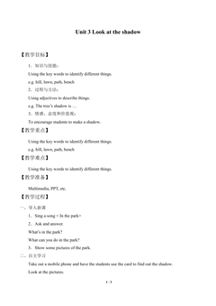 Unit 3 Look at the shadow!_教案1