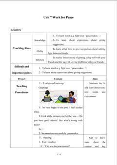 Unit 7 Work for Peace_教案6