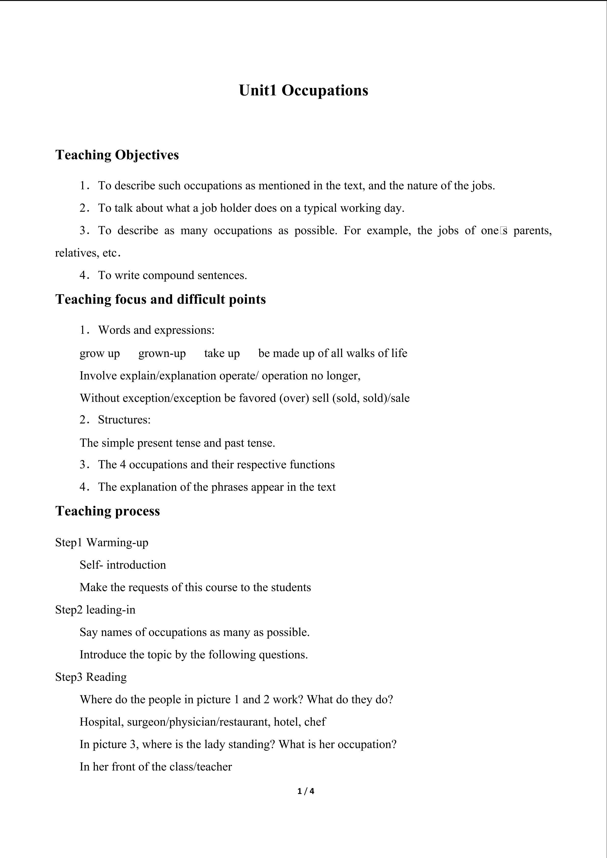 Unit 1 Occupations_教案4