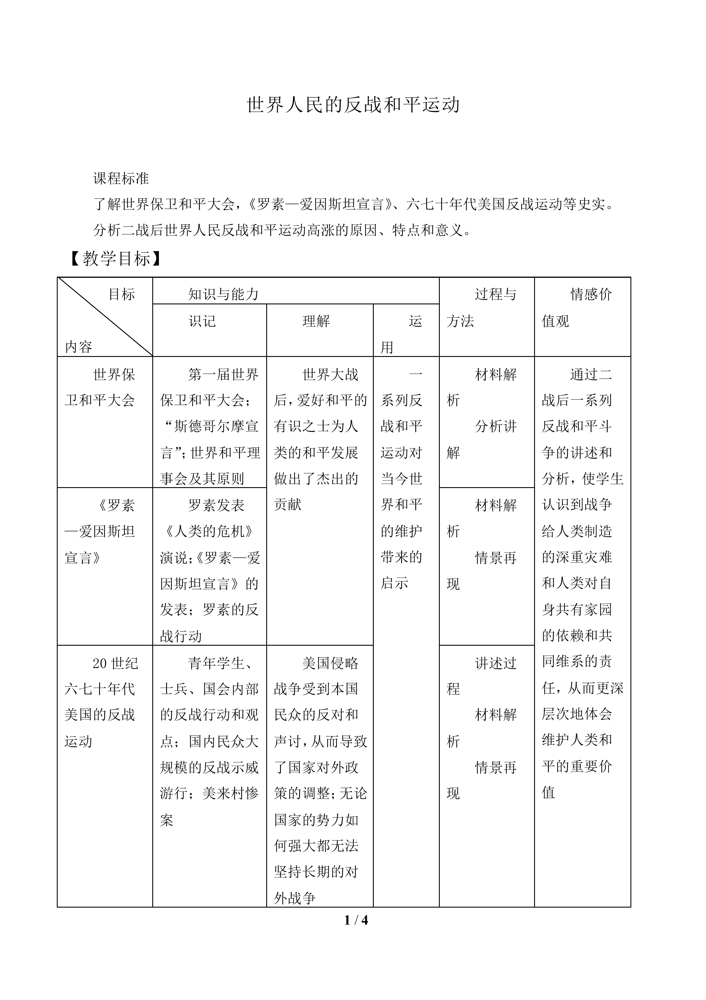 世界人民的反战和平运动_教案2