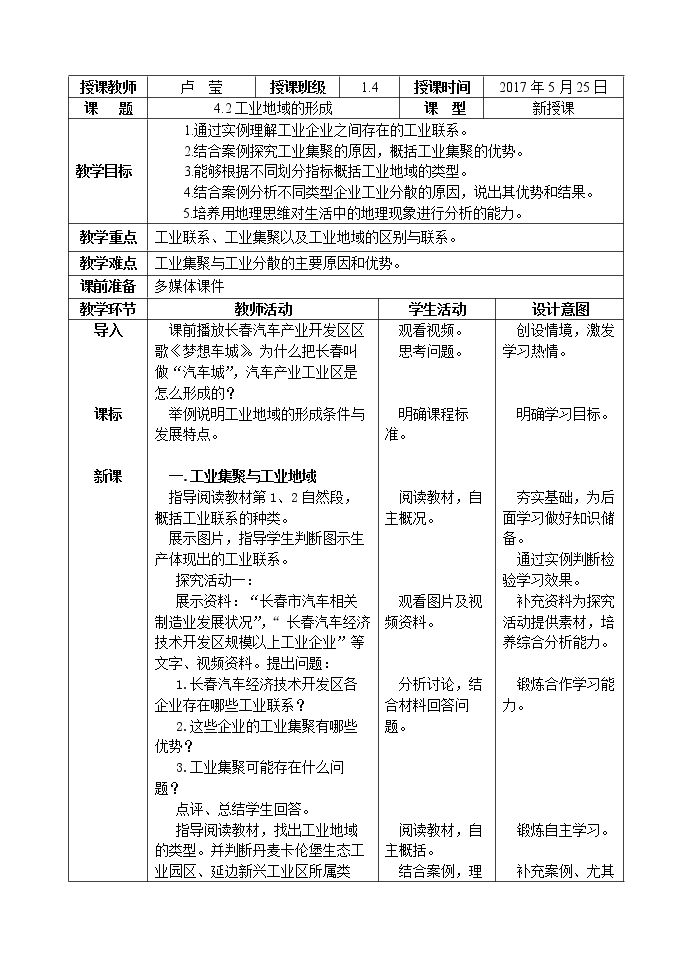 第二节　工业地域的形成