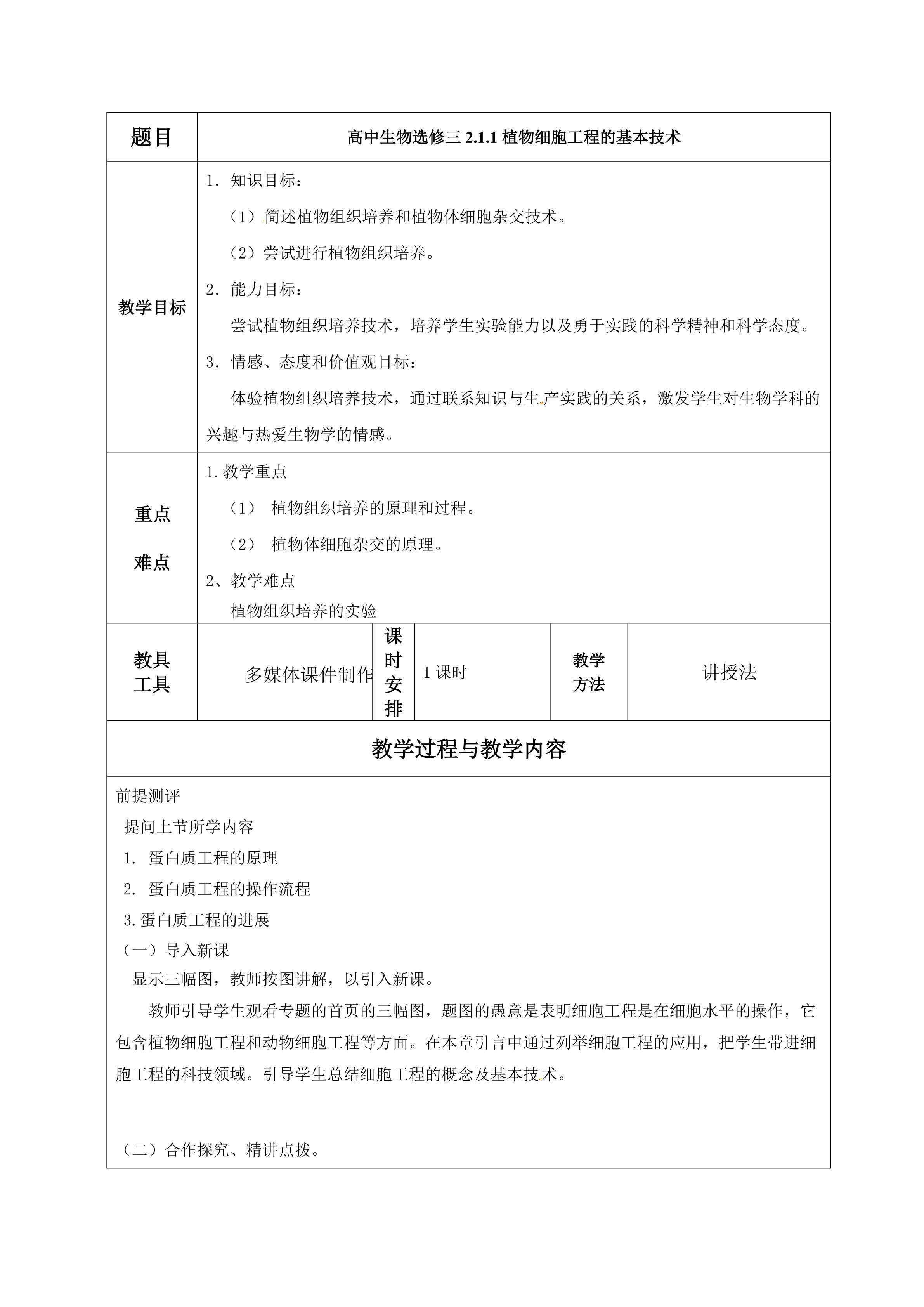 植物细胞工程的基本技术