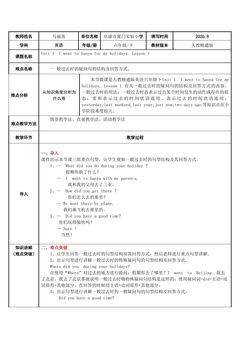Unit1 I went to Sanya一般过去时的疑问句的结构及回答方式