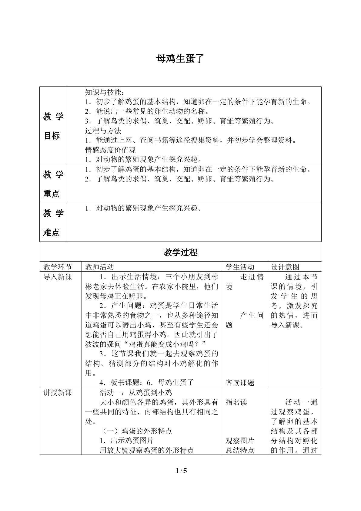 母鸡生蛋了