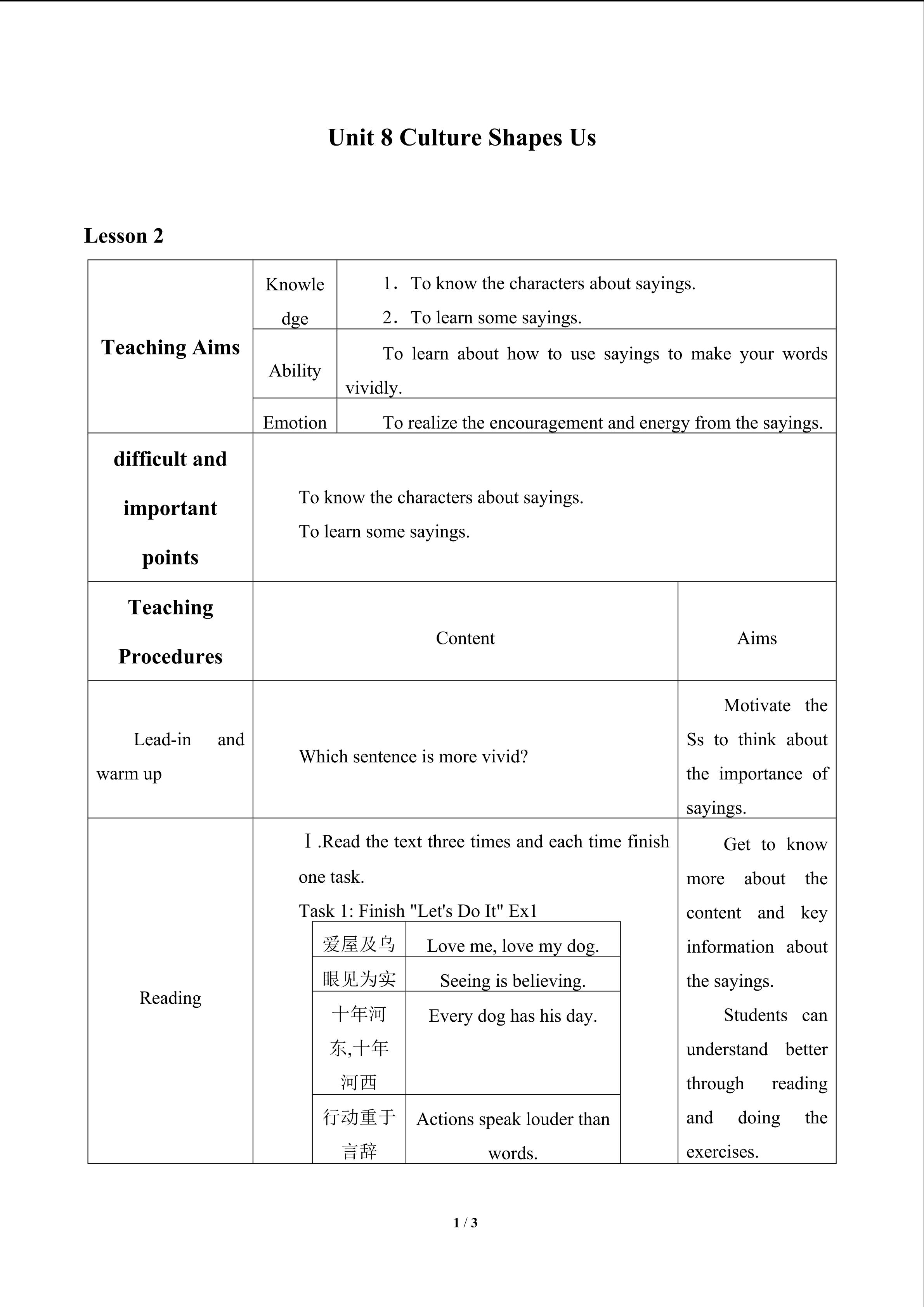 Unit 8 Culture Shapes Us_教案2