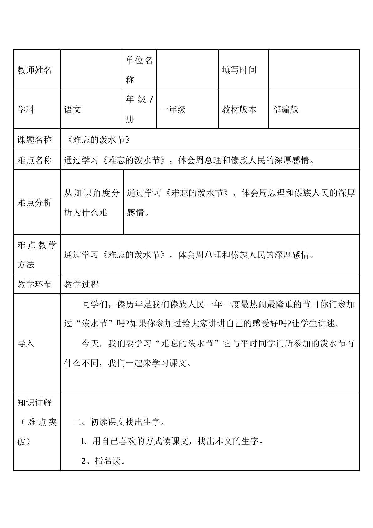 难忘的泼水节