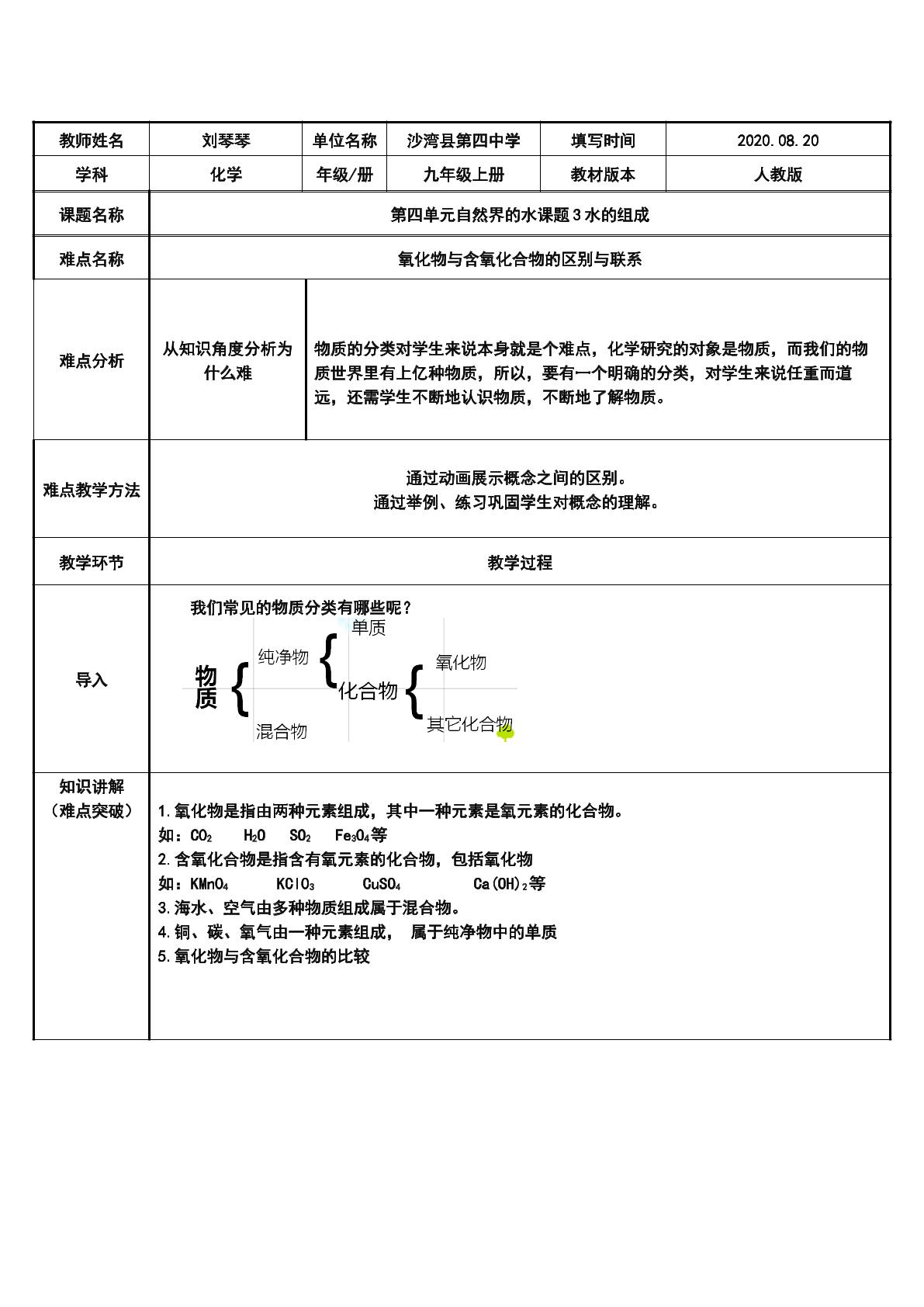 氧化物与含氧化合物的区别与联系