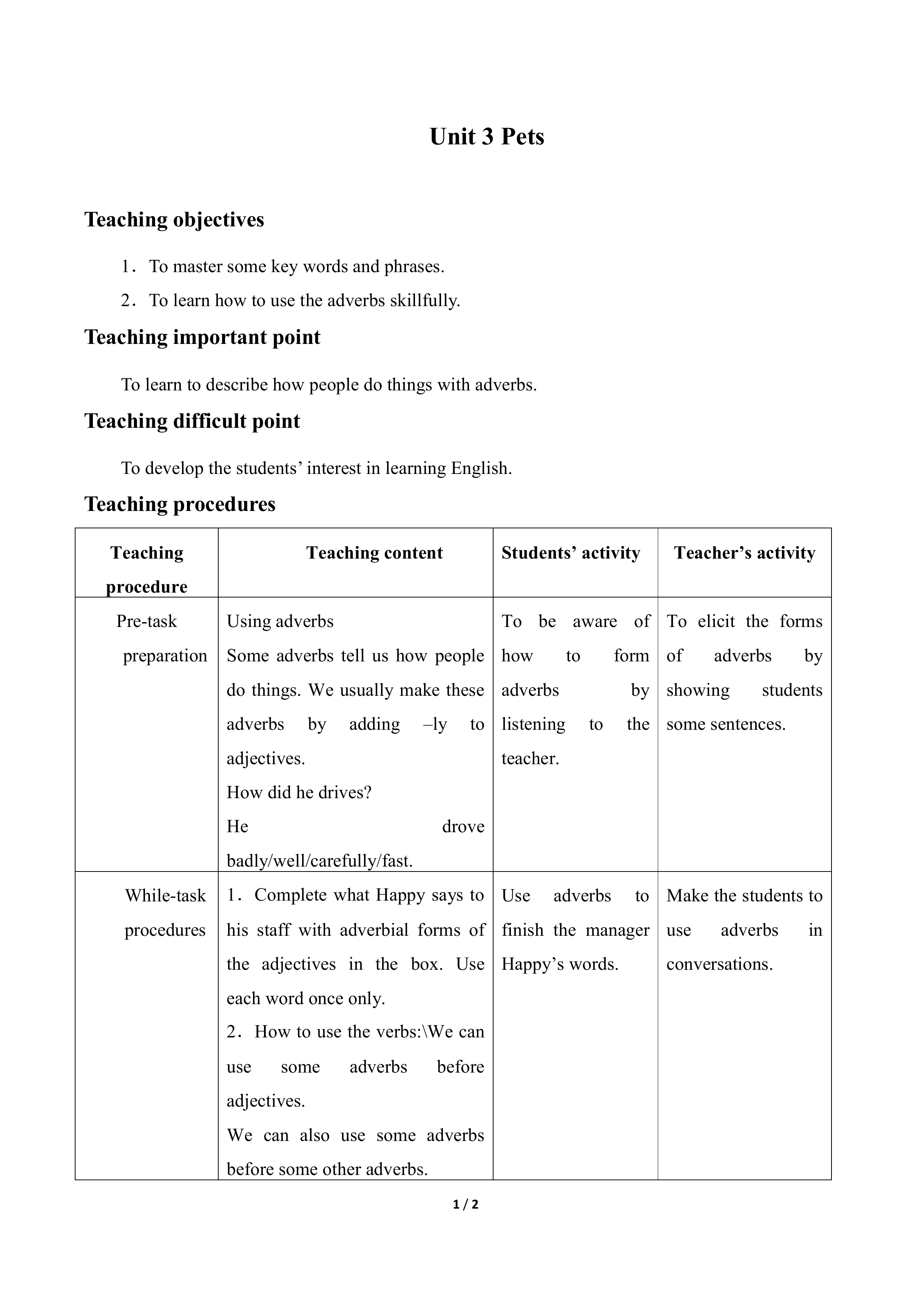 Unit3 Pets_教案2