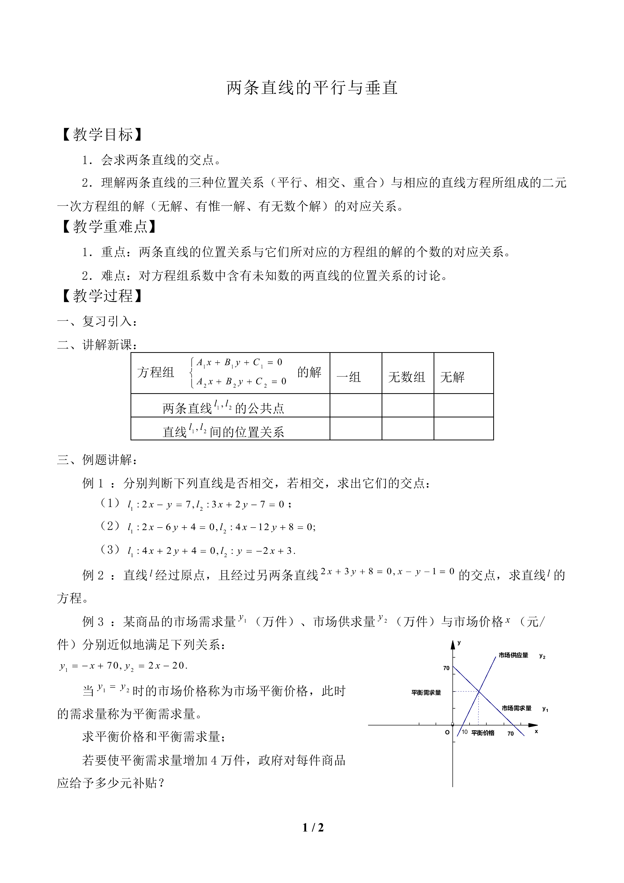 两条直线的平行与垂直_教案1