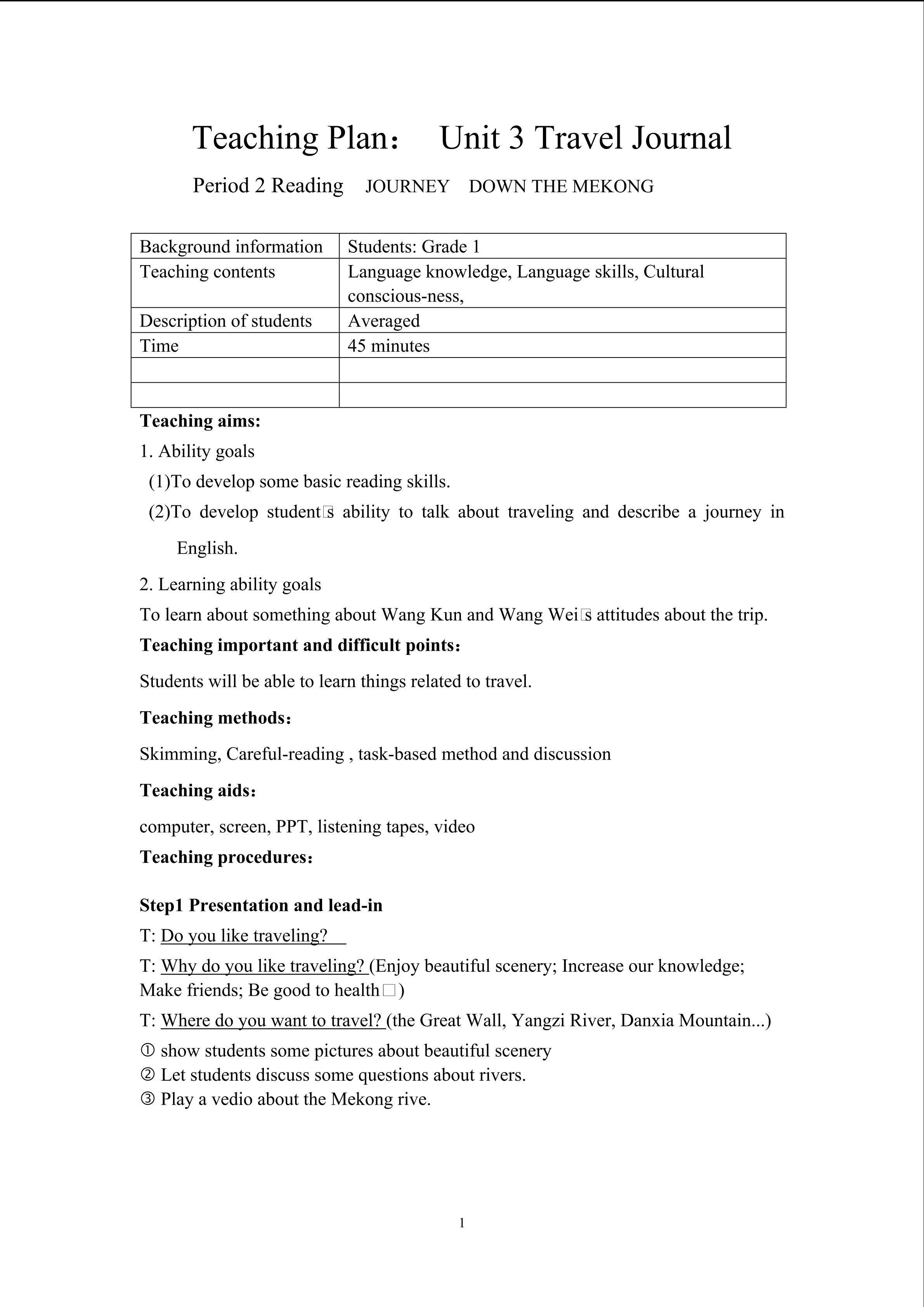 unit3reading Journey down the Mekong